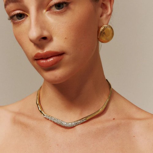 Collier ras-du-cou femme style vintage à zircons irréguliers avec strass incrustés — pour quotidien, soirée ou mariage, idée cadeau