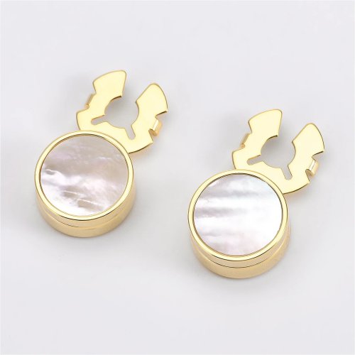 Gemelos de piedra natural y perla con ágata sintética, diseño tortuga, sencillos y versátiles para camisa, set con caja de regalo