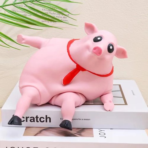 Brinquedo anti-stress Lala Pig — Porquinho rosa para apertar (squishy) com som, presente/ornamento