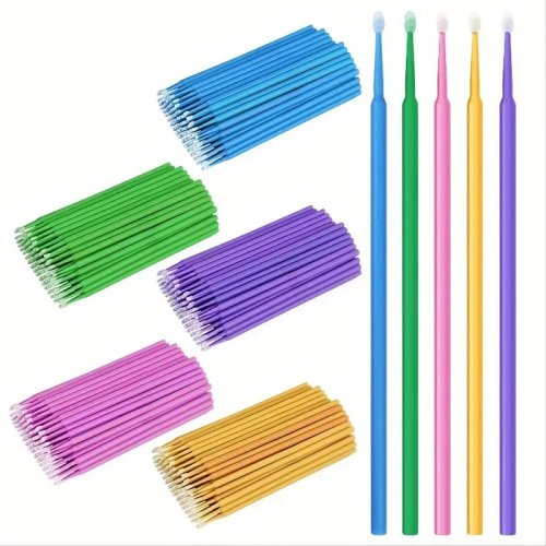 100 pzas hisopos mini de algodón para extensiones de pestañas — aplicadores precisos para pegamento y limpieza