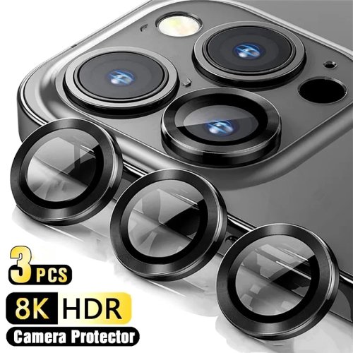 طقم 3 واقيات زجاجية لعدسة الكاميرا متوافقة مع iPhone 11/12/13/14/15/16 (بما في ذلك Pro/Pro Max/Mini/Plus)