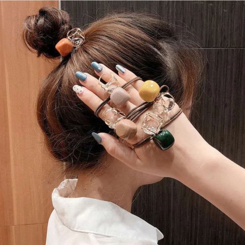 Paket 5 pcs ikat rambut elastis dengan hiasan kristal — ikat rambut untuk wanita & anak perempuan