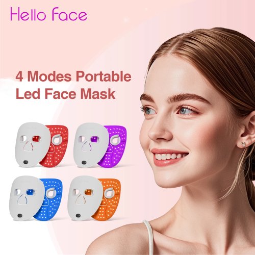 Máscara Facial LED Hello Face M500S ultraleve – terapia de luz vermelha e infravermelho próximo, máscara de fototerapia profissional para rejuvenescimento da pele