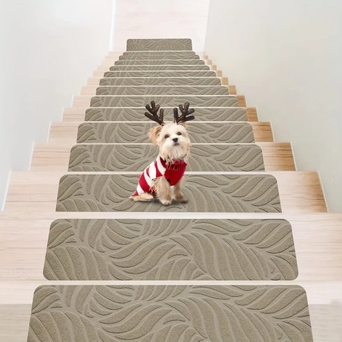 Alfombrilla antideslizante para peldaños 76×20 cm, autoadhesiva, superficie cepillada con relieve — 1/3 uds