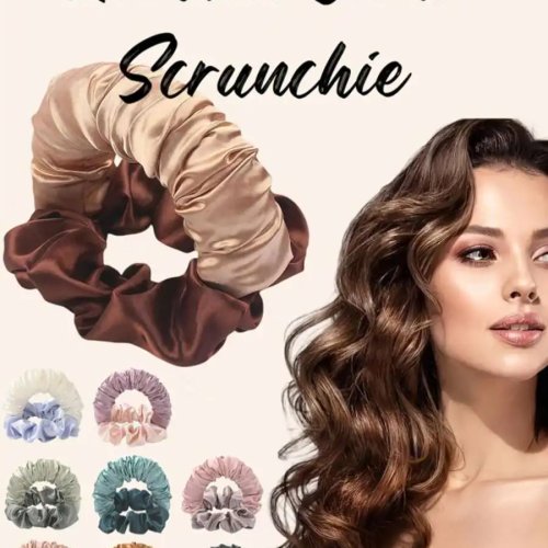 No-Heat Satin Hair Curling Scrunchie — Wear Overnight, Soft & Comfortable Lazy Curler for Long Curls, Outdoor & Sports Friendly, Mother's Day Gift