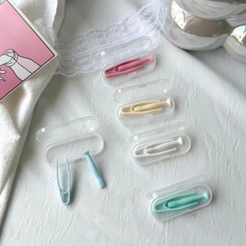 Kit aplicação para lentes de contacto — pinça, aplicador com ventosa e haste, estojo de cuidados oculares de viagem