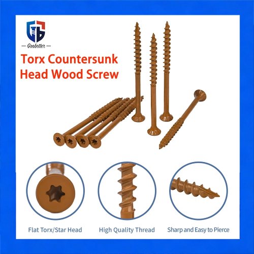 100 vis à bois Torx tête fraisée en acier carbone brun pour meubles, tailles #8x1 / #8x2 / #9x2