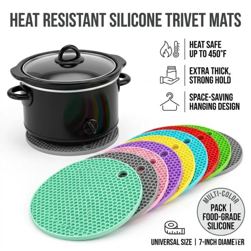 Lot de sets de table ronds résistants à la chaleur – antidérapants, lavables, dessous de plat pour casseroles et poêles chaudes, protection moderne pour table/plan de travail