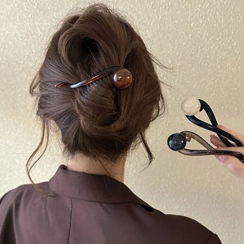 Fermaglio twist per capelli con perline acriliche e perle sintetiche – clip donna