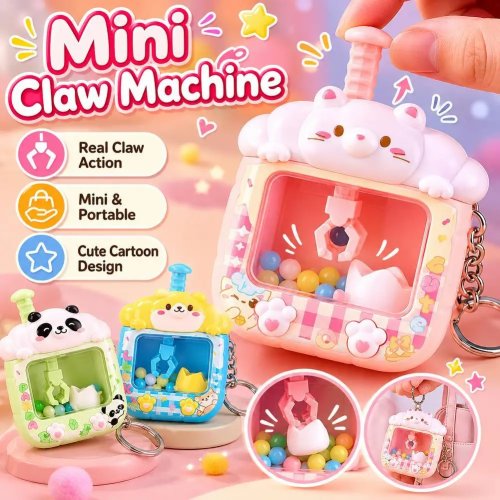 かわいいミニパンダ クレーンゲーム風キーホルダー／バッグチャーム、アーケードトイ、子供向け誕生日ギフト