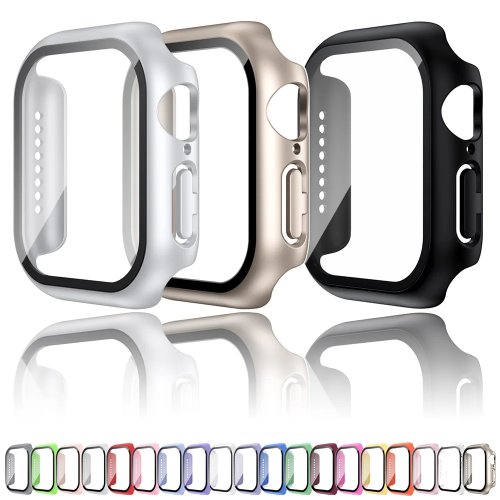 Закалённое стекло + защитный чехол для Apple Watch (38/40/41/42/44/45/46 мм). Совместимо с Apple Watch Series 10/9/8/7/6/5/SE