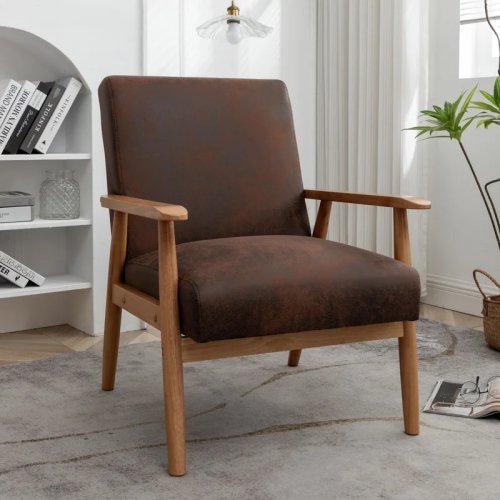 Класичне крісло в стилі Mid-Century Modern, ширина 64,5 см, коричневе