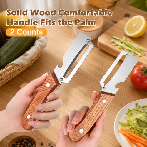Edelstahl-Schäler mit Holzgriff – 1/2/4 Stück, für Obst & Gemüse, scharf, robust und laufruhig