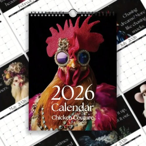 Kalender Dinding 2026 Chicken Couture — 12 bulan, kutipan lucu untuk rumah & kantor