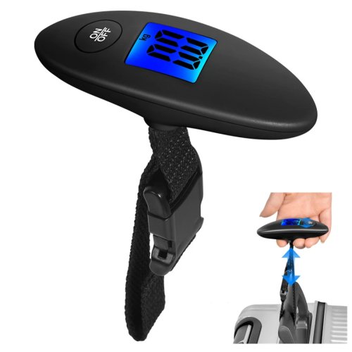 40kg/100g Portable Digital Luggage Scale - Hanging Travel Scale with Blue Backlight, LCD & Webbing Strap