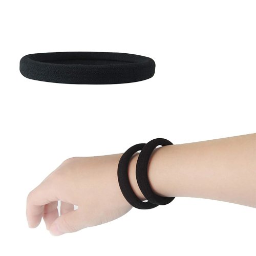 Minimalist black hair elastics — no-snag multi-pack, gentle on hair, value bulk set