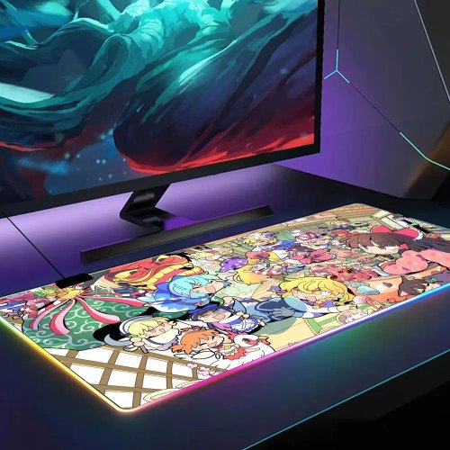 Touhou Project Anime RGB XXL Gaming-Mauspad mit LED-Beleuchtung – große Schreibtischmatte, HD-Druck