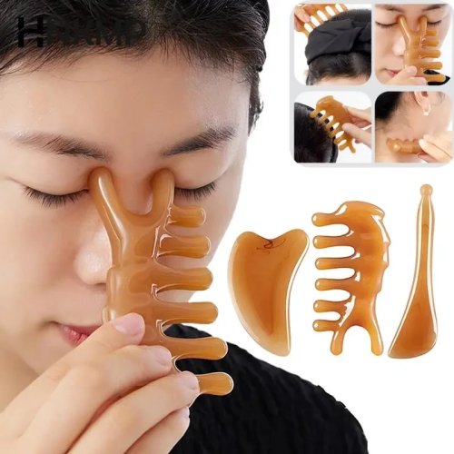 Gua Sha em resina para massagem rosto e corpo — placa SPA para olhos, pescoço, costas, pernas e mãos, melhora a circulação