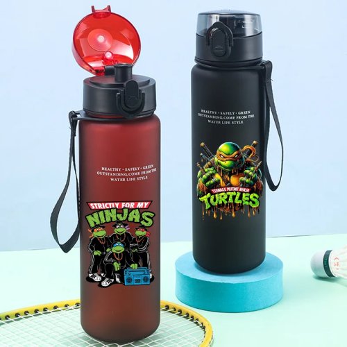 650ml TMNT（ティーンエイジ・ミュータント・ニンジャ・タートルズ）マットスポーツボトル 携帯用 軽量 フィットネス・アウトドア ギフト向け