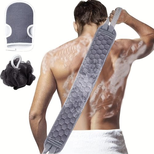 Set esfoliante corpo — spazzola per la schiena, guanto da bagno e spugna loofah per una pulizia profonda e rivitalizzante