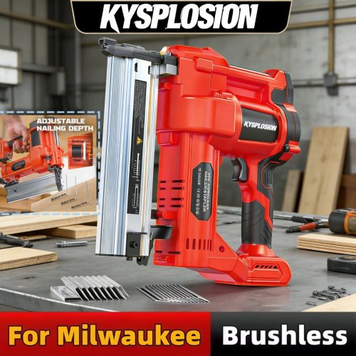 Akkubetriebenes bürstenloses 2-in-1 Nagel-/Tackergerät 10–50 mm, kompatibel mit Milwaukee M18 Akku, inkl. Nägel