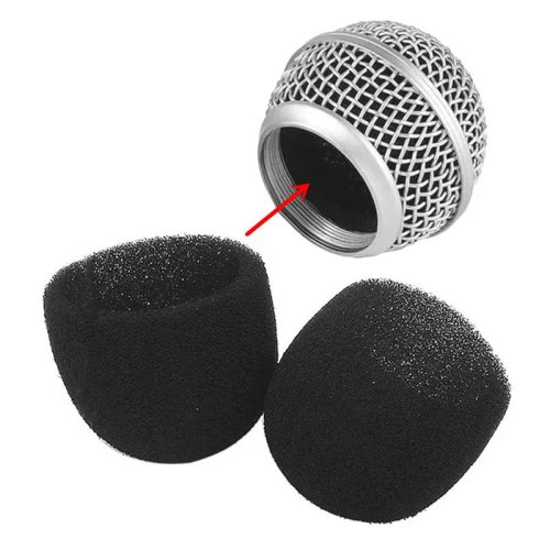 2 шт. Внутренний поролон для микрофона, совместим с Shure SM58/BETA58A/SLX24/PGX24 — поролоновая ветрозащитная насадка