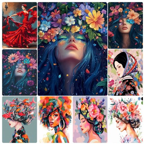 Puzzle pour adultes — Femme aux fleurs, 500/1000/1200/2000 pièces • Jeu familial et cadeau éducatif