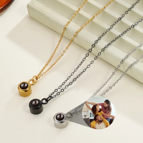 Collar personalizado con proyección de foto – Colgante redondo con imagen oculta, regalo Día de San Valentín (unisex)