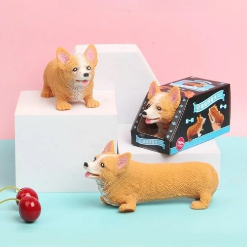 Антистресс-игрушка Corgi 'Unzip' с музыкой — милая фигурка на стол в цветной коробке — подарок на день рождения