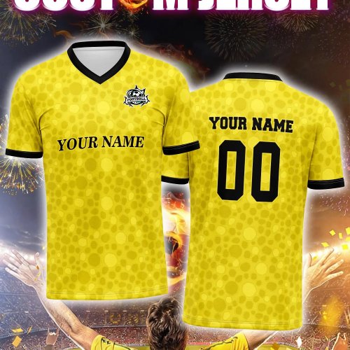 Camisola de futebol personalizada com foto, nome e número – poliéster de alto desempenho