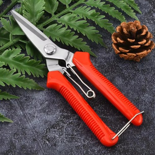 Tesoura de poda cabeça reta – Aço inox, pega antiderrapante para bonsai e jardim (1 ou 2 unidades)