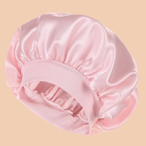 Women's Satin Wide-Brim Shower Cap — Solid-Color Silk Bonnet for Daily Use
