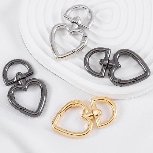 1/5 pcs Heart-shaped metal lobster clasp hooks — key ring connectors for DIY jewelry, keychains, dog collars