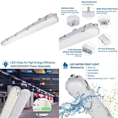 Oprawa LED hermetyczna 120 cm 40W (~80W) 4200 lm 5000K IP65 100-277V wodoodporna do warsztatu/garażu — 1 szt.