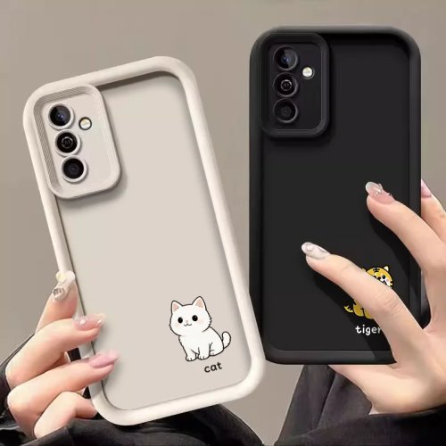 Weiche Smartphone-Hülle mit Cartoon-Motiv (Katze & Hund, Paar) für Samsung Galaxy S26/S25 Ultra/S24 FE/S23+/S22/S21 Plus 5G