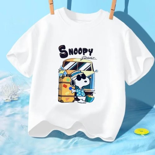 Snoopys unisex T-shirt met cartoon/anime print, korte mouw, comfortabel en ademend — Zomer T-shirt, leuk als cadeau