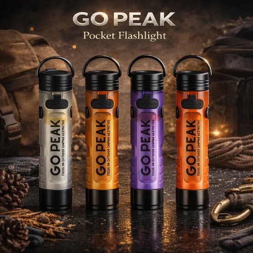 Linterna LED Mini Gopeak de bolsillo, recargable por USB, llavero con clip, larga autonomía para camping y emergencias