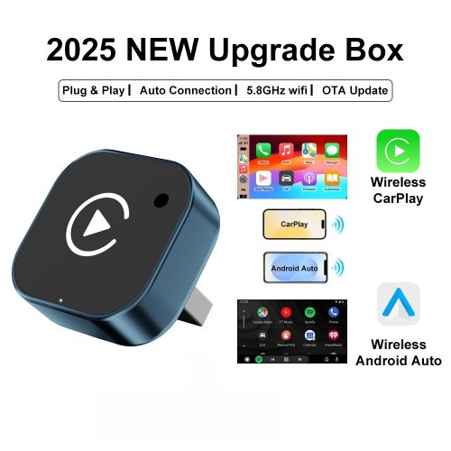 무선 CarPlay·Android Auto 어댑터 2-in-1 — 유선→무선 변환 플러그앤플레이 동글, 범용 차량용 액세서리