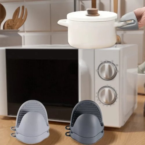 Guanti da forno in silicone resistenti al calore, anti-scottatura e antiscivolo, con clip — presina/guanto per cucina e forno
