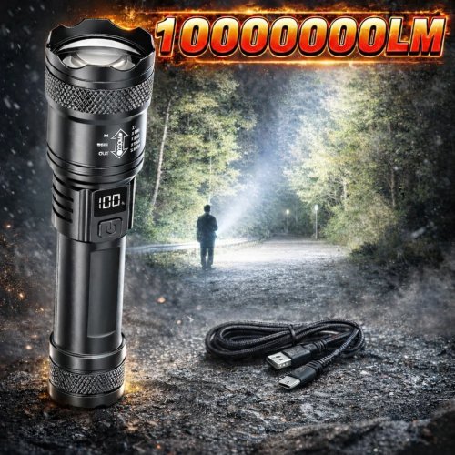 Torcia LED P50 ultra-luminosa – torcia tattica EDC con zoom, torcia portatile/proiettore di emergenza, compatibile con batterie 14500/18650