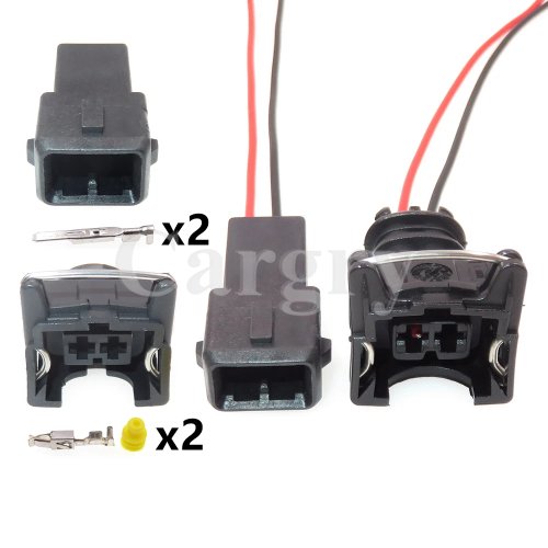 1 Conjunto de arnês/cabo 2 pinos para injetor de combustível 282189-1 / 282762-1, conector à prova de água com fios