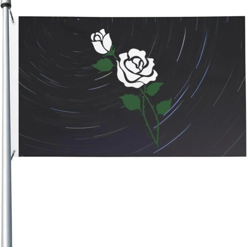Cờ vườn hoa hồng trắng - 100% polyester