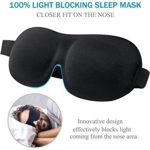 Masque de sommeil 3D en mousse à mémoire – masque yeux doux anti-lumière, idéal pour voyage
