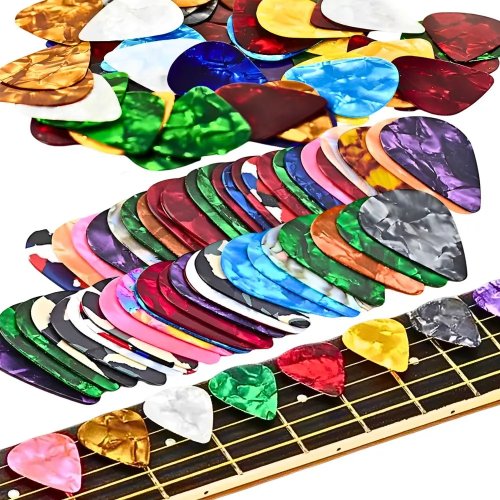 36er Set Celluloid-Plektren 0,5 mm, bunt gemischt – Bulk-Picks für Akustik-/E-Gitarre, Bass und Ukulele