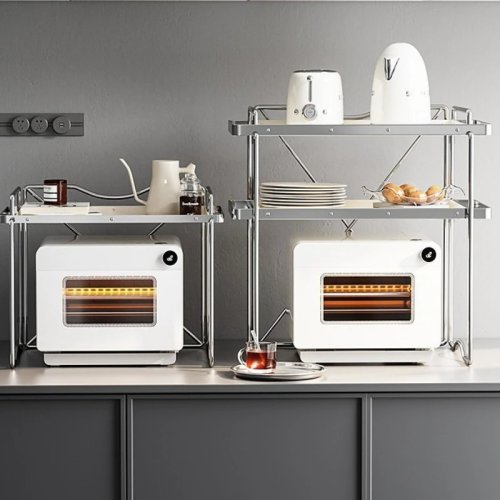 Stainless Steel Microwave & Rice Cooker Stand — Multifunctional Kitchen Storage Rack / Small Coffee Table Organizer