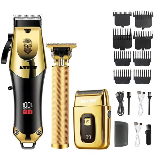 Cortadora de cabello eléctrica T9 Vintage para hombre, recargable, recortadora de barba y kit para vello nasal — regalo para novio