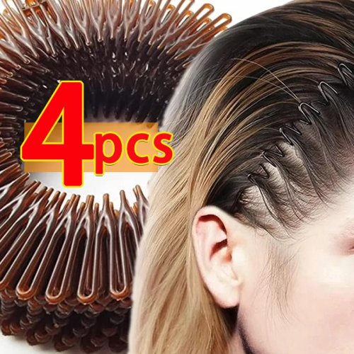 Plastic full-circle headband with comb teeth — flexible stretch hair hoop to hold hair while washing your face and for styling