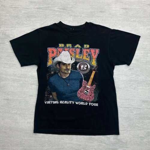 T-shirt vintage Brad Paisley Y2K 'Virtual Reality World Tour' The Band Perry - Tamanho S (adulto)