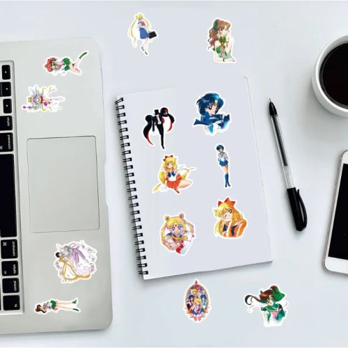 50er Pack Sailor Moon Aufkleber – niedliche, wasserdichte Anime-Motive für Handy, Skateboard, Laptop