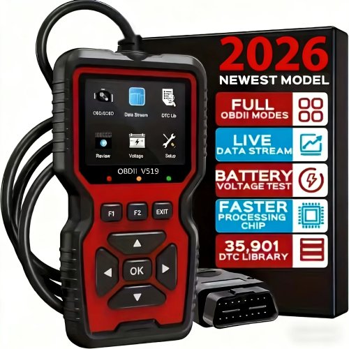 V519 Professional OBD2 Scanner – USB-powered car diagnostic tool, real-time data stream, full OBD-II testing (I/M Ready), read & clear engine fault codes, vehicle maintenance